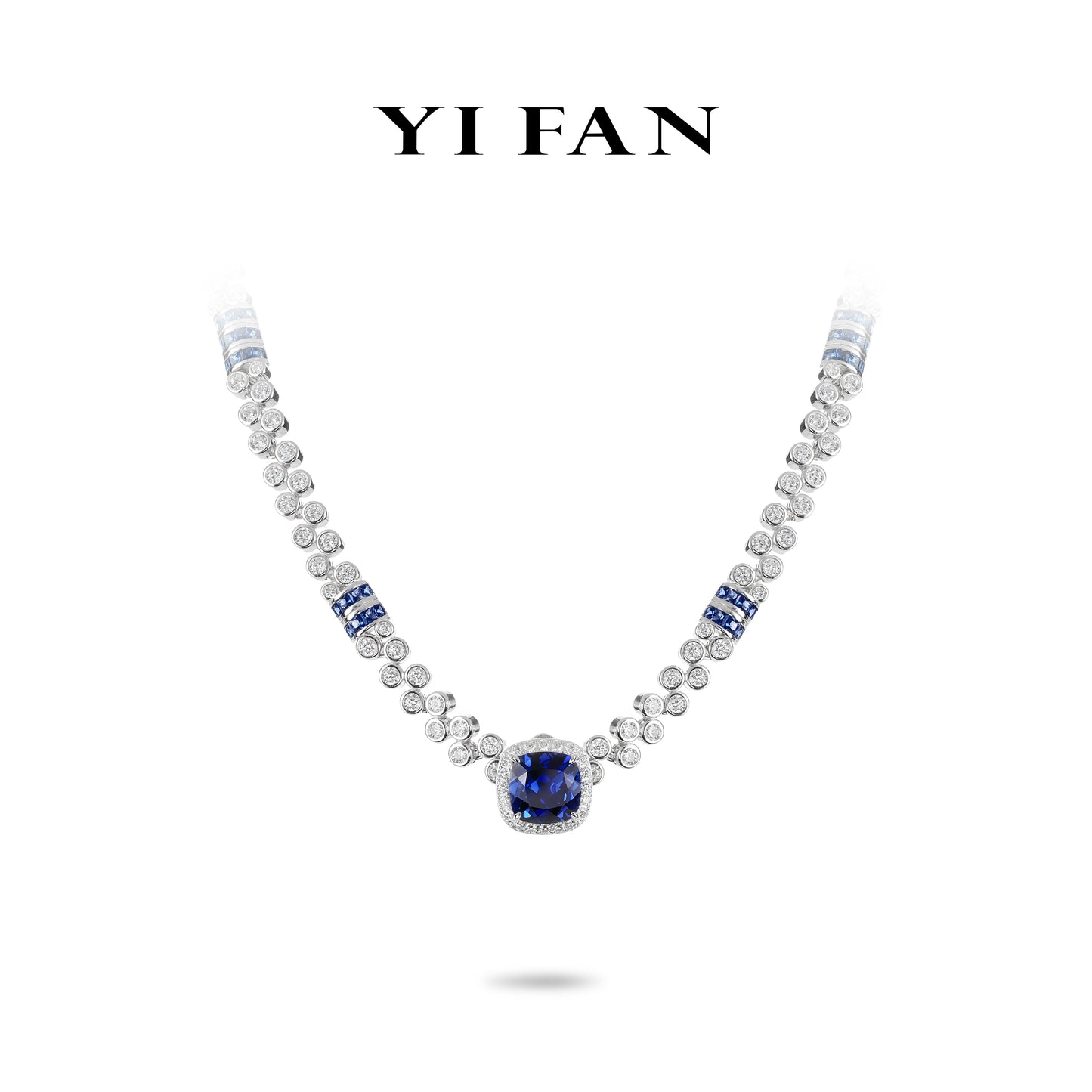 Lab Created Gemstones Sapphire(blue) Necklace 925 sterling silver