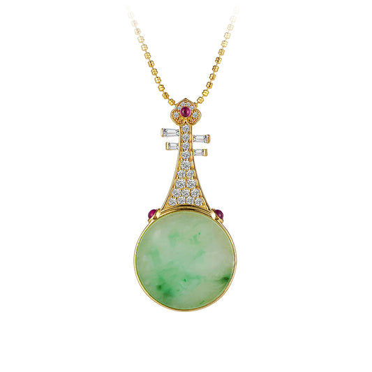 High jewelry collection: The Green BlossomJade“Golden PlPA”Pendant Necklace