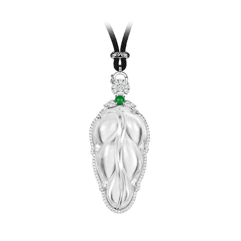 High Jewelry Limited Edition: Premium lcyJadeite“Giant Leaf” Pendant Necklace