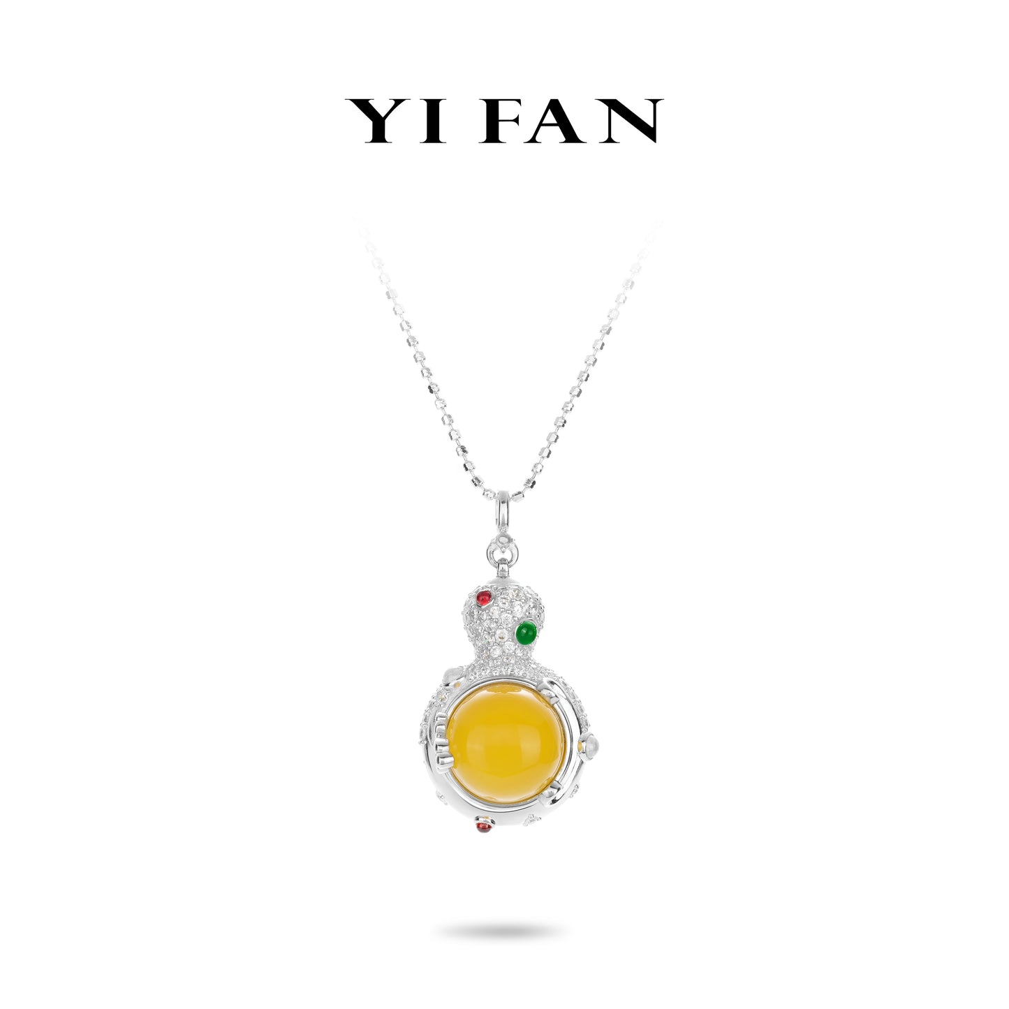 High Jewelry collection: Premium Yellow Jade detailed "Hulu" Modern necklace