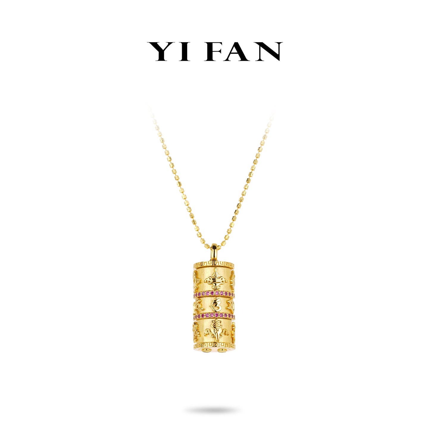 High Jewelry collection: "Tibetan-style Golden Prayer Wheel" detailed Pendant Necklace