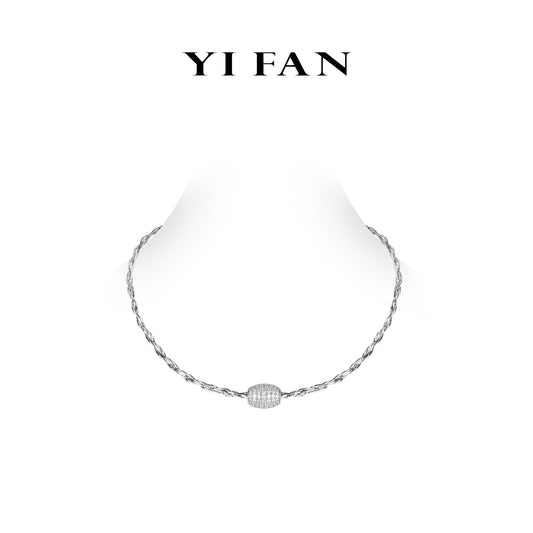 Welfare Exclusive: Modern "exclusive drawing process" White lucky beads Necklace,925 sterling silver