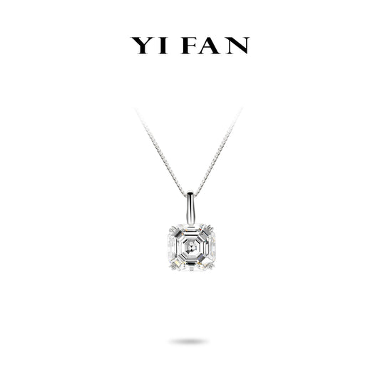 Wedding collection: Classic Asscher-cut "Modern Rock" Pendant Necklace