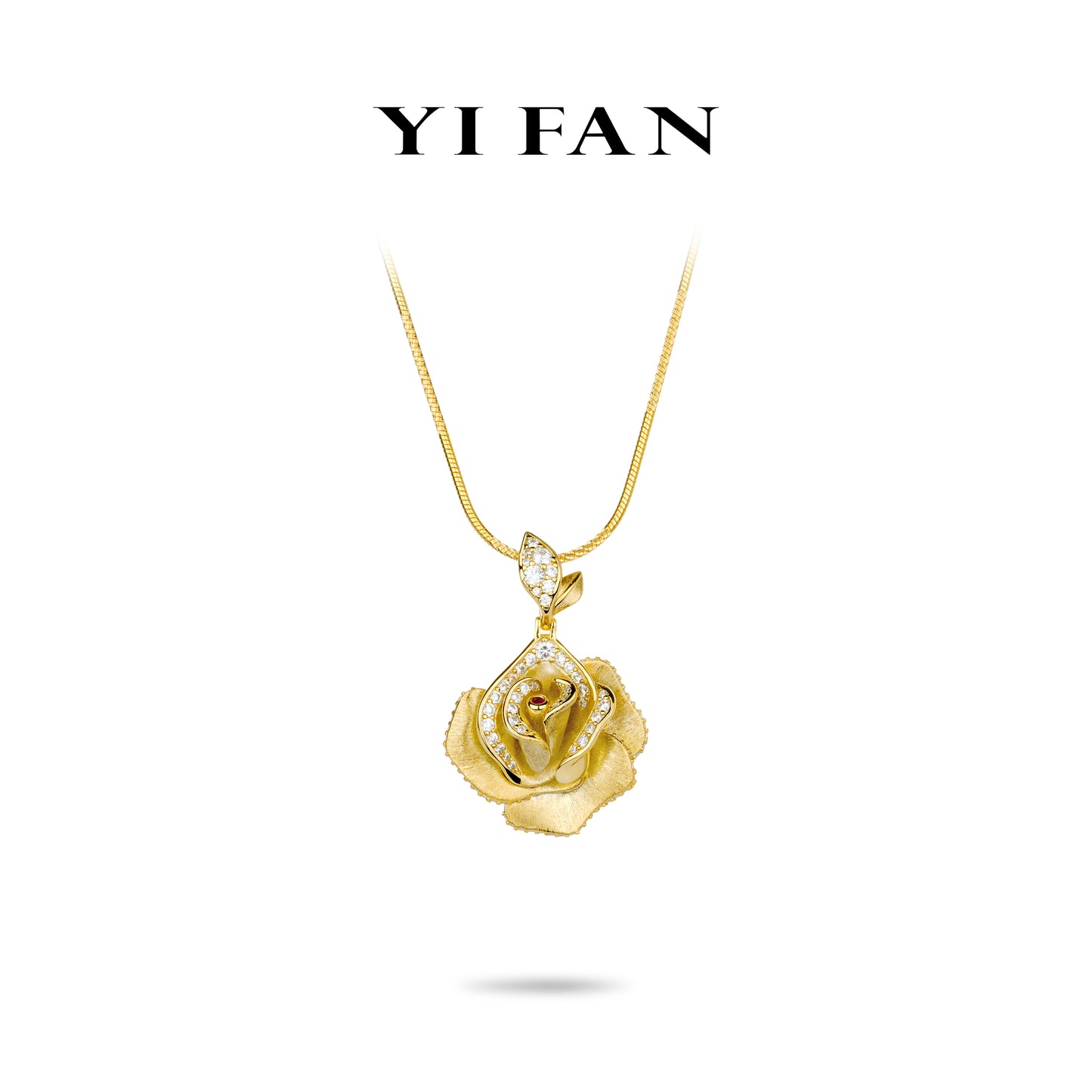 Golden time collection: Modern "3D Twilight Rose" detailed Necklace/Pendant