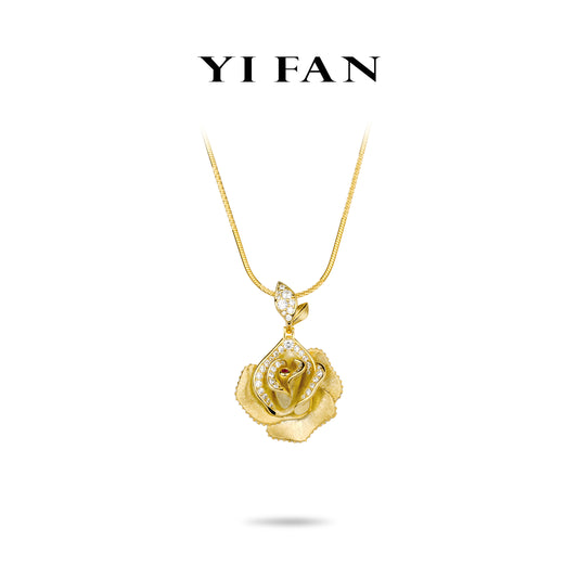 Golden time collection: Modern "3D Twilight Rose" detailed Necklace/Pendant