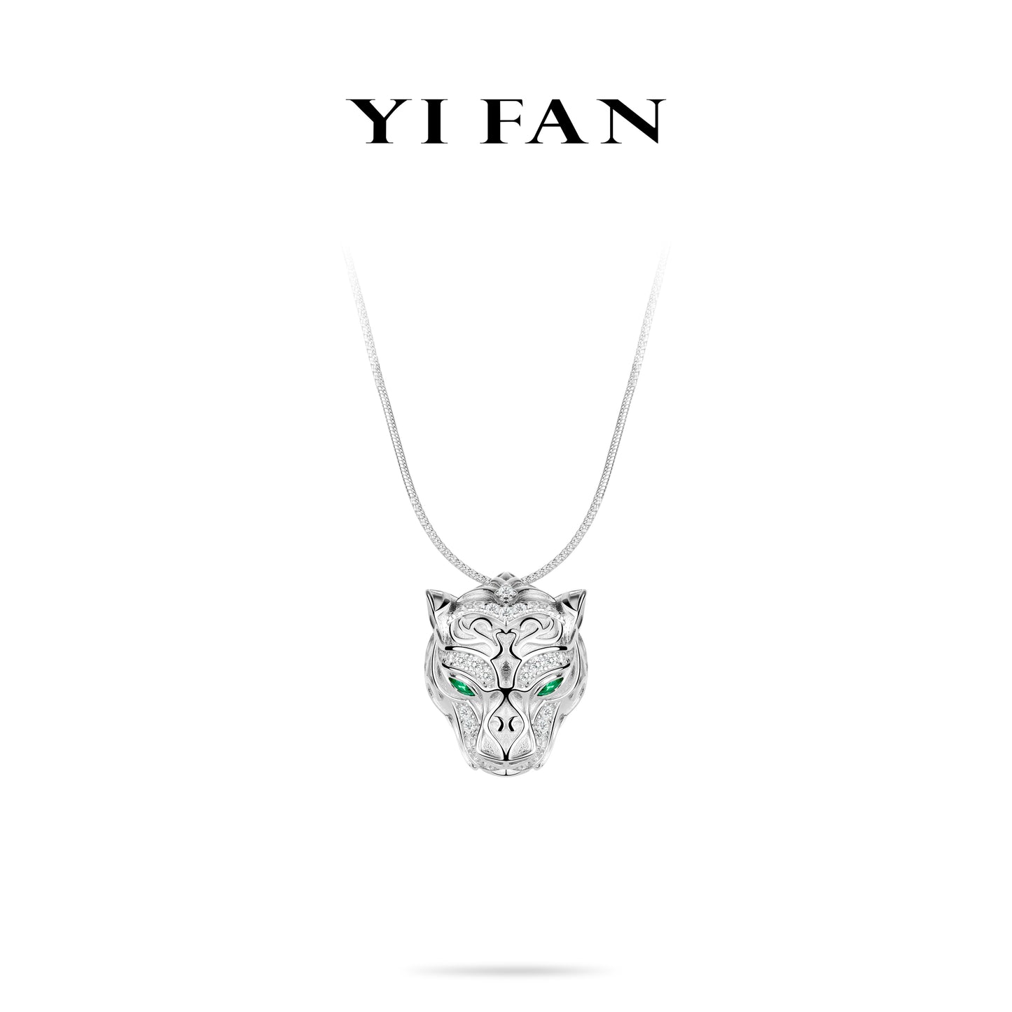 Animal collection: Modern "3D Silver Moon Jaguar" detailed Pendant/Necklace (Unisex)