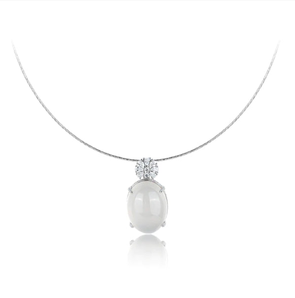 White Jade Pigeon Egg Flower Necklace