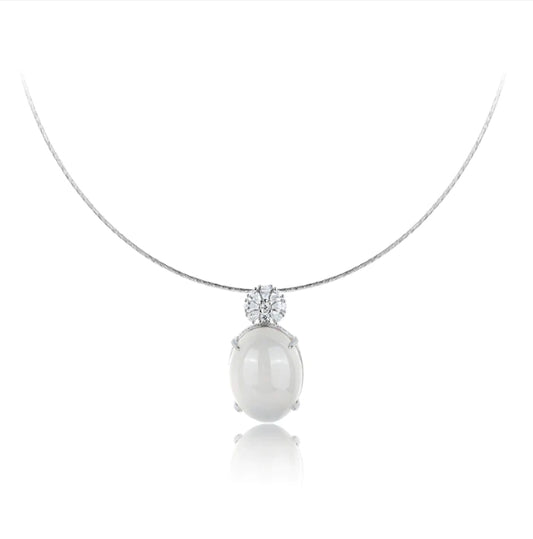 White Jade Pigeon Egg Flower Necklace