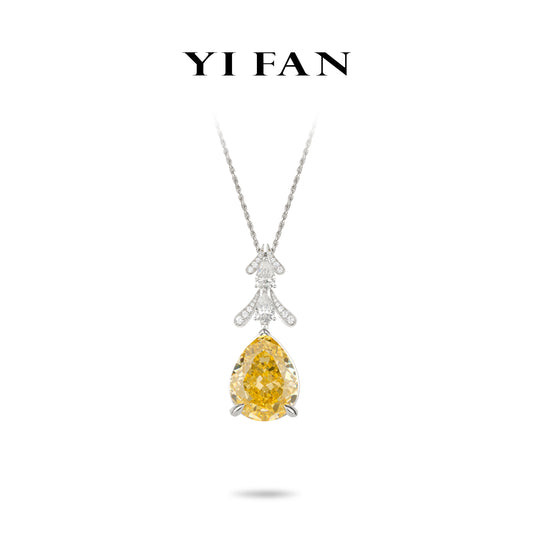 Micro-setting Yellow diamond color water-drop fancy pendant, sterling silver.（90.5 carat） #2127