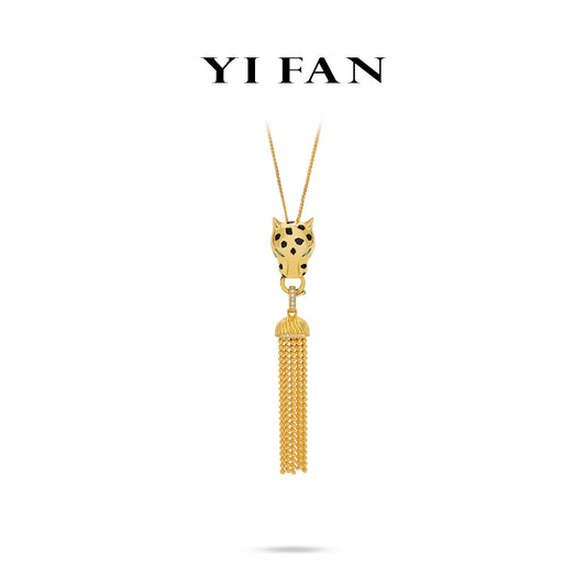 Golden Cheetah Tassel necklace, multi-function #2292 #01034