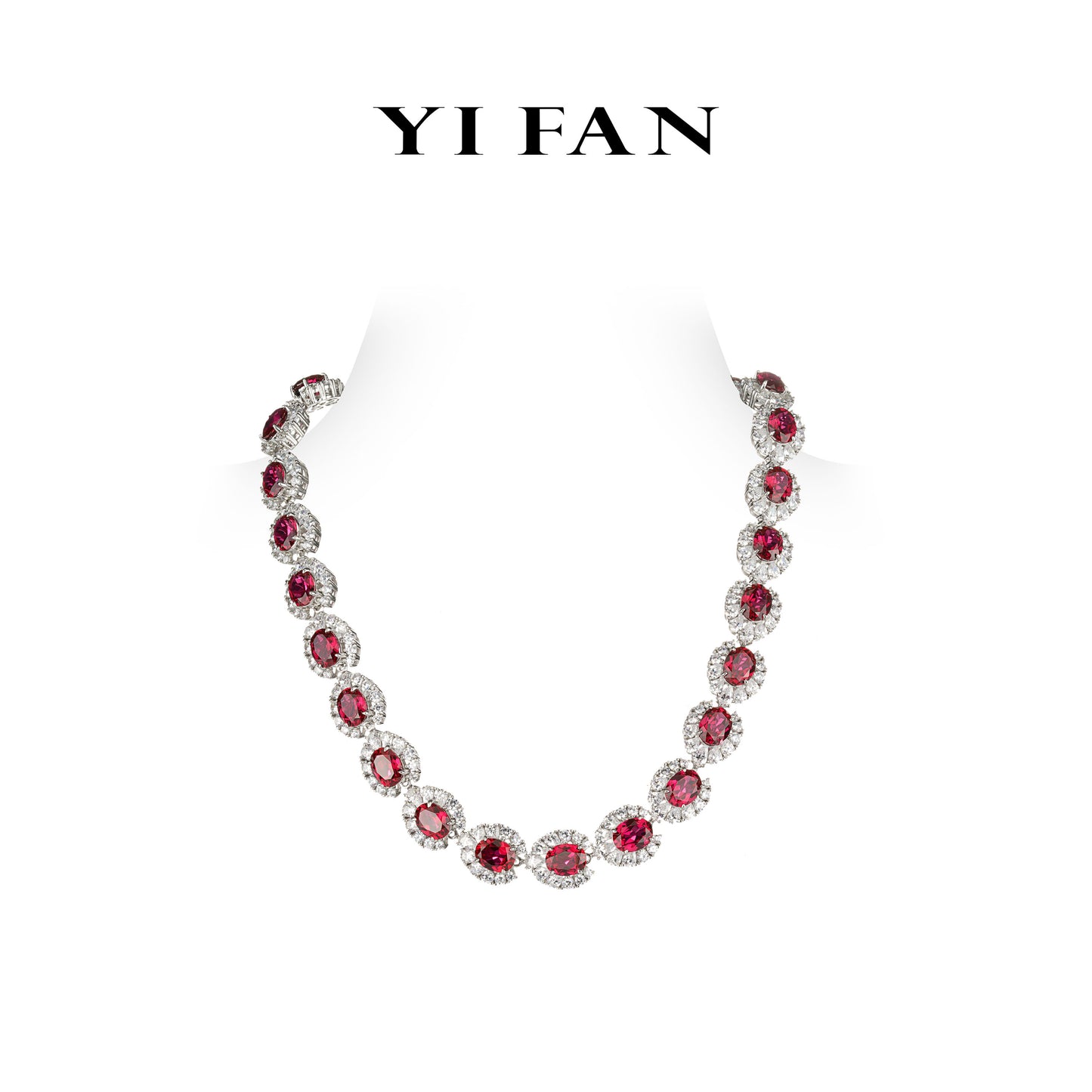 Lab Created Gemstones Ruby(red) Necklace 925 sterling silver