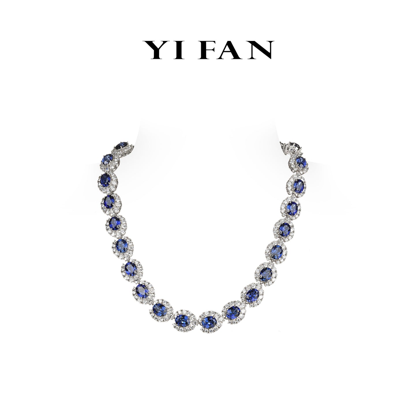 Lab Created Gemstones Sapphire(bule) Necklace 925 sterling silver