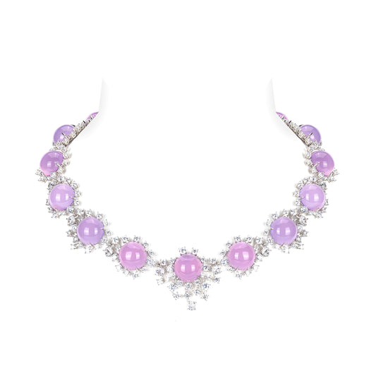 Pre-order: lcy Pinkish purple chalcedonyEaster Egg" modern fancy necklace