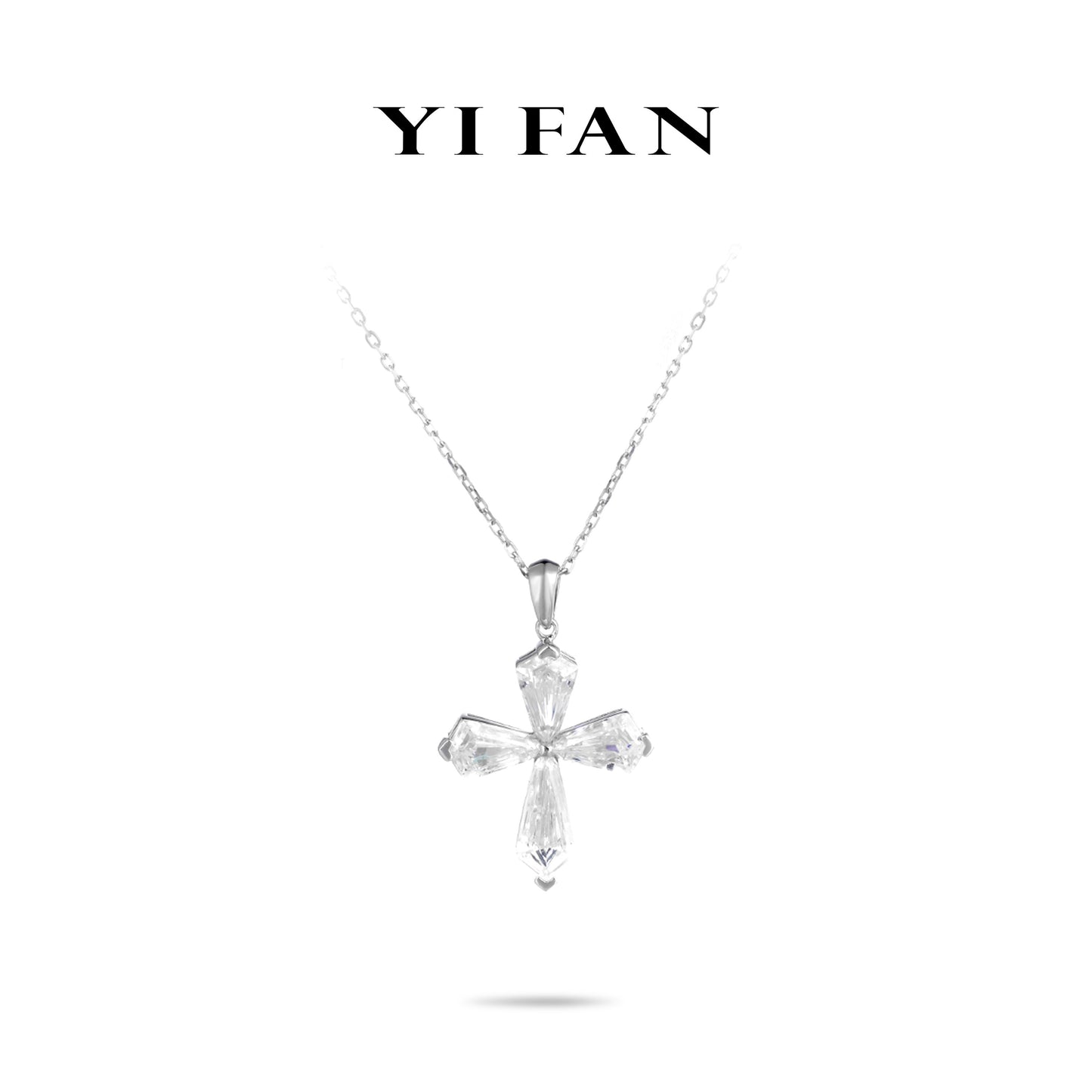 Micro-setting Special-cut cross pendant , sterling silver