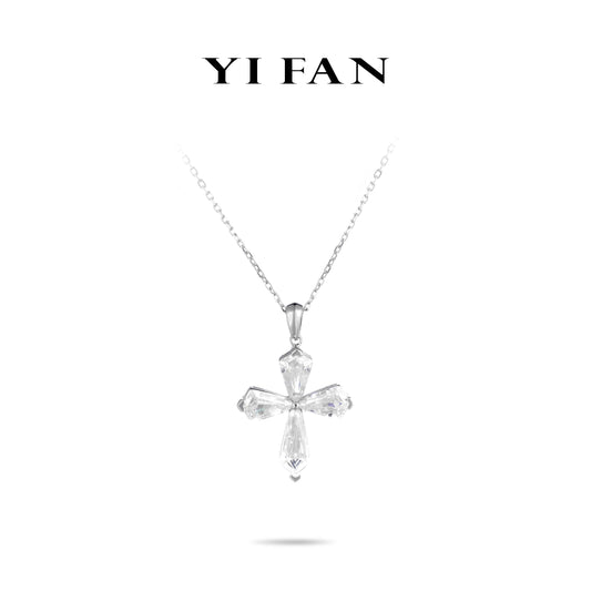 Micro-setting Special-cut cross pendant , sterling silver