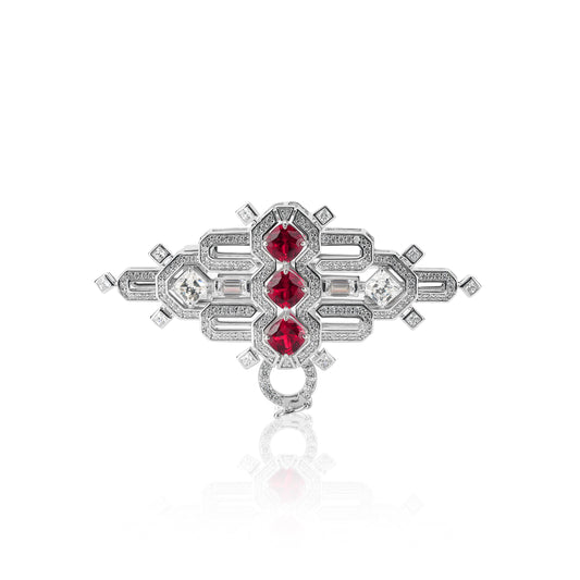 Lab Created Gemstones Ruby(red) Broochs 925 sterling silver