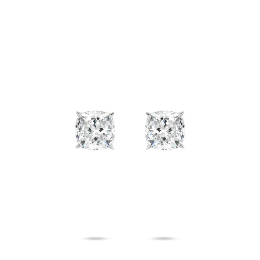 #30496-FD Newbie's Gift Eco Diamond Cushion White Earrings