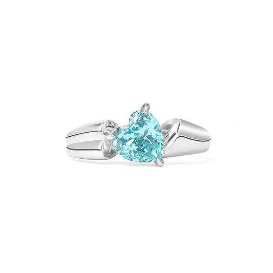 Promotional design Paraiba color Lab created stones The heart unique ring, sterling silver