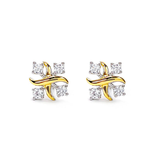 Promotion design Micro-setting Lab created stones double platting XX ear studs, sterling silver