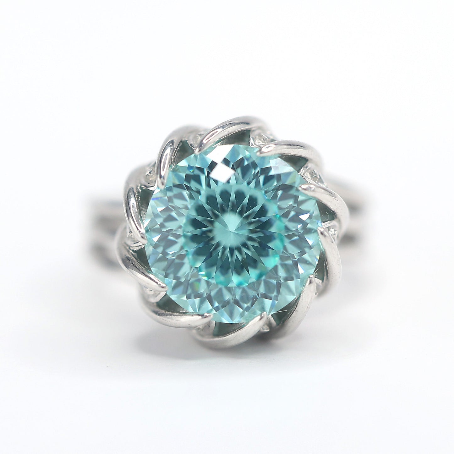 Micro-setting Paraiba color luxurious inlaid ring sterling silver