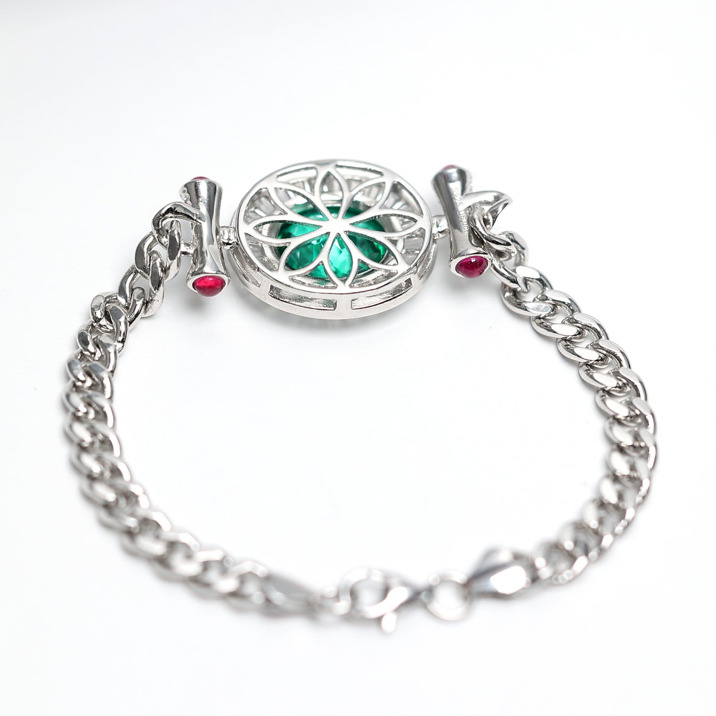 Micro-setting Special green color fortunes bracelet, sterling silver. (6 carat)