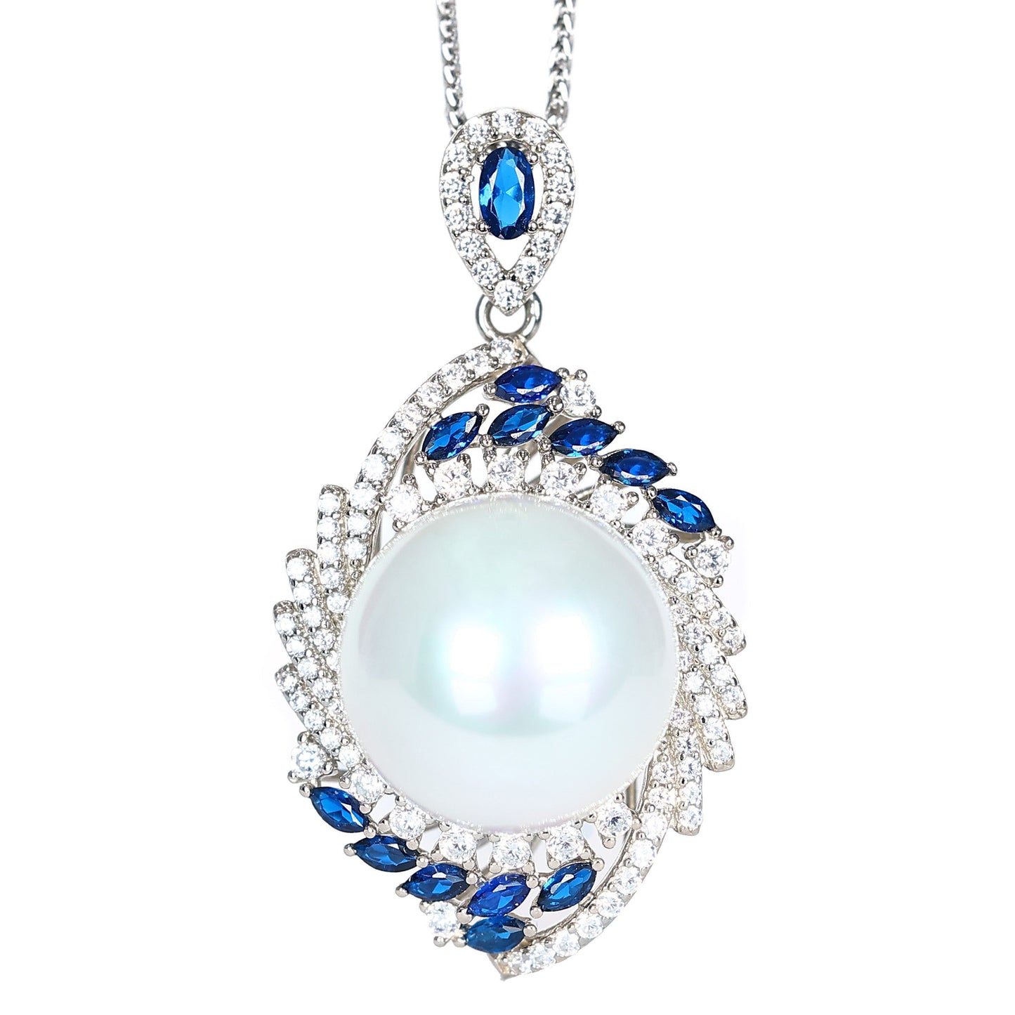 Micro-setting White shell pearl Rotate the stars necklace, sterling silver