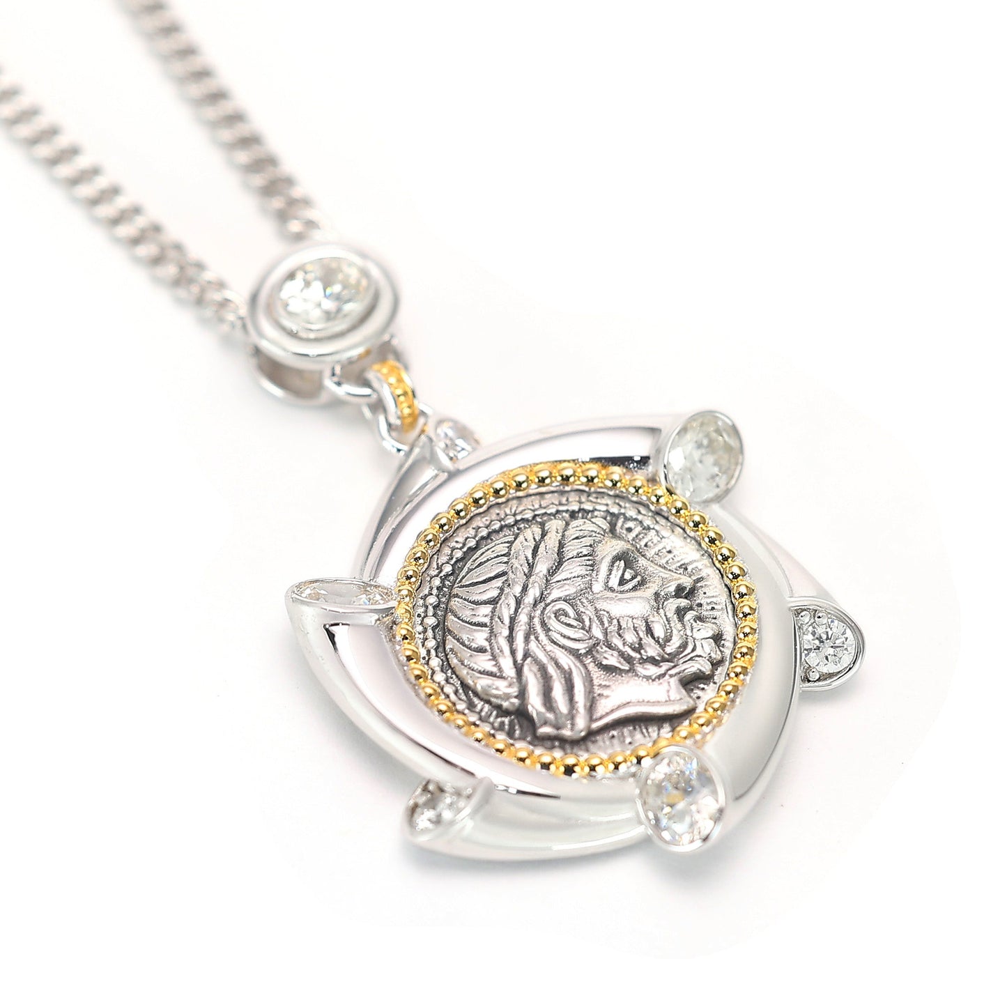 Micro-setting two-sided ancient coin the king of the gods Zeus pendant, sterling silver.