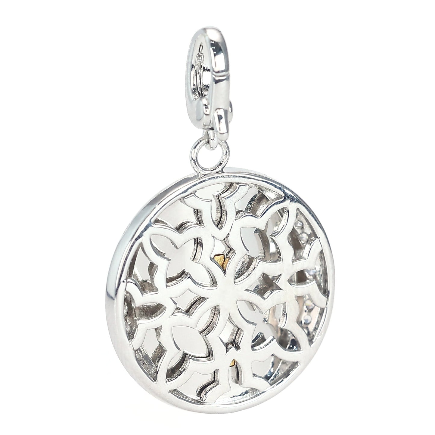 Micro-setting ancient coins selection Lab created stones The unicorn pendant, sterling silver. Double platting.