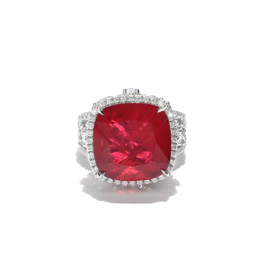 Limited edition Only 1 piece Micro-setting Ruby color Lab created stones the Palace ring, sterling silver