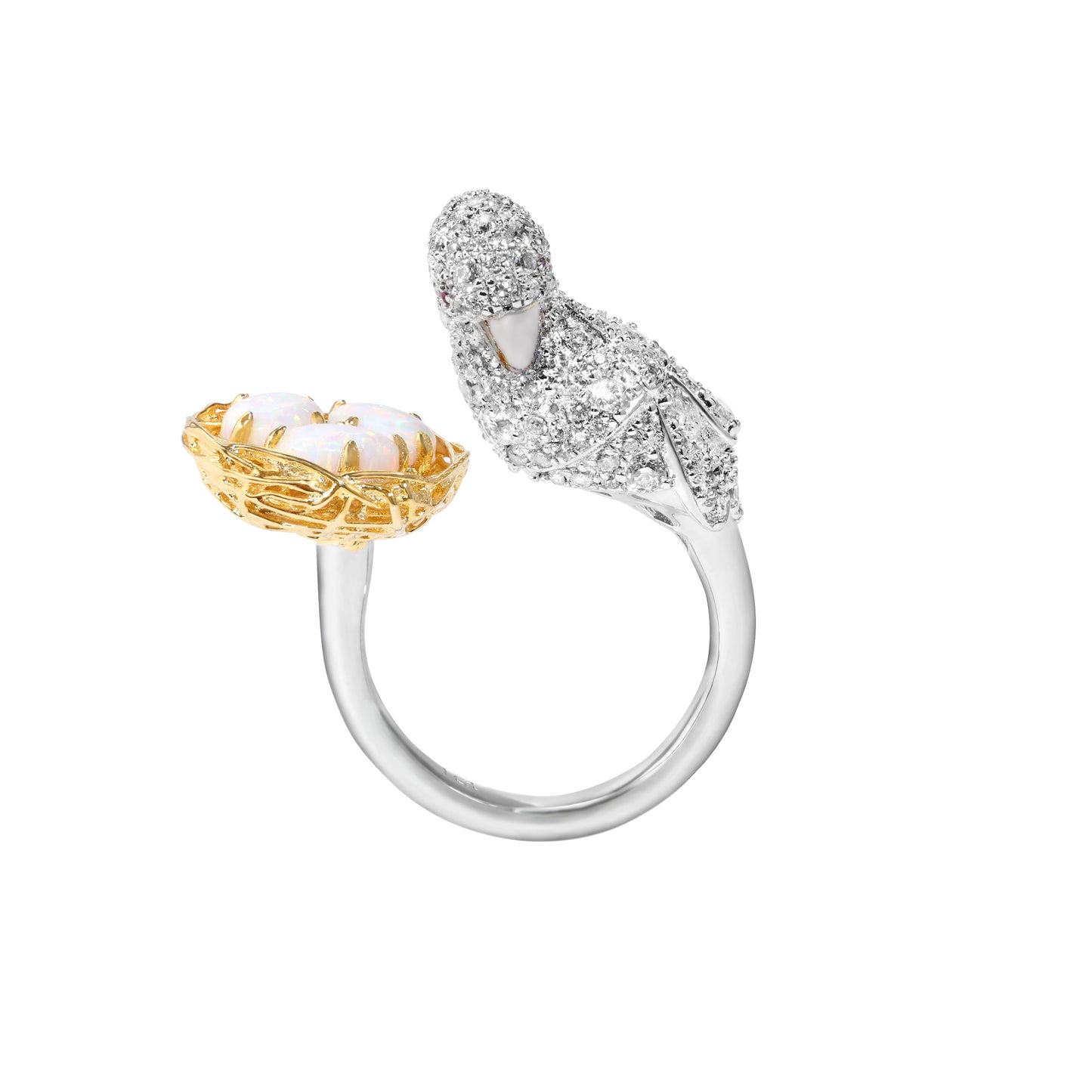 Bird selection, featuring stunning artificial Opal and Diamond Lab created stones open ring