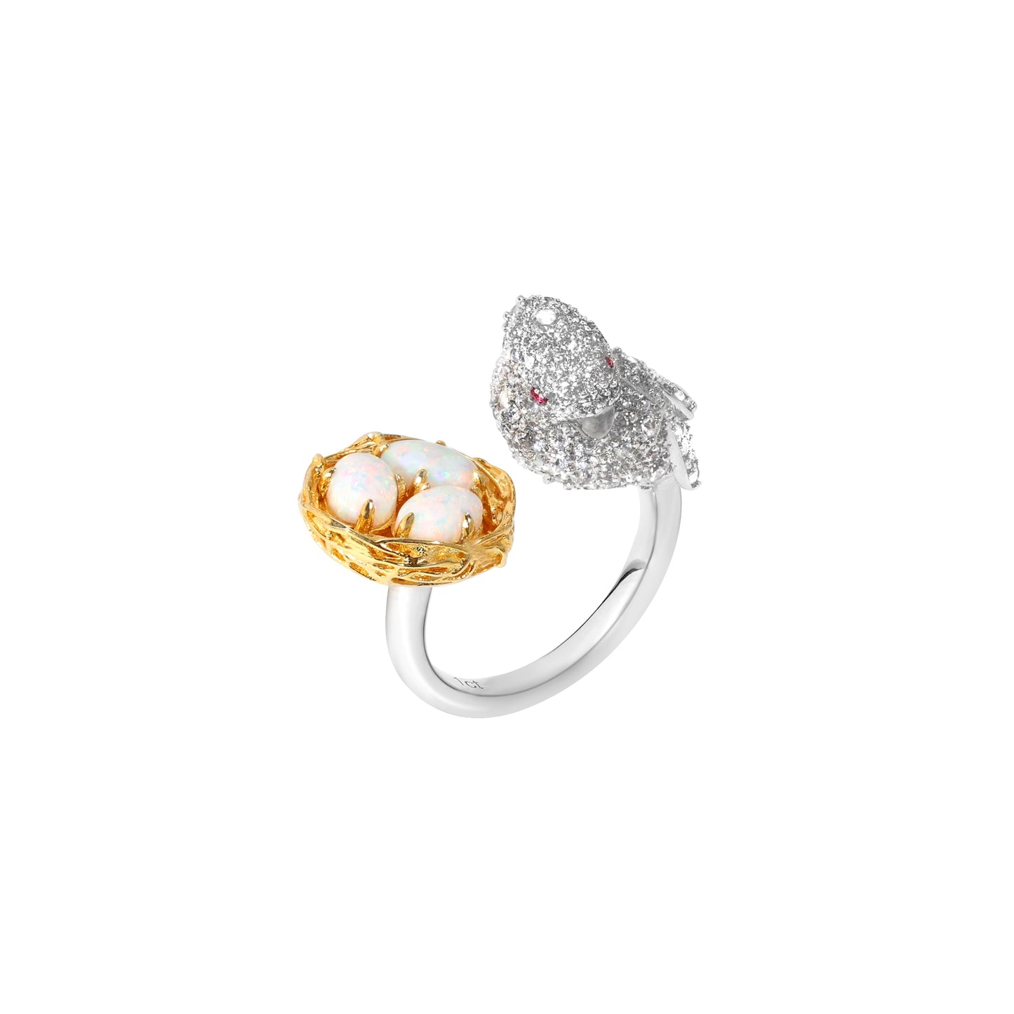 Bird selection, featuring stunning artificial Opal and Diamond Lab created stones open ring