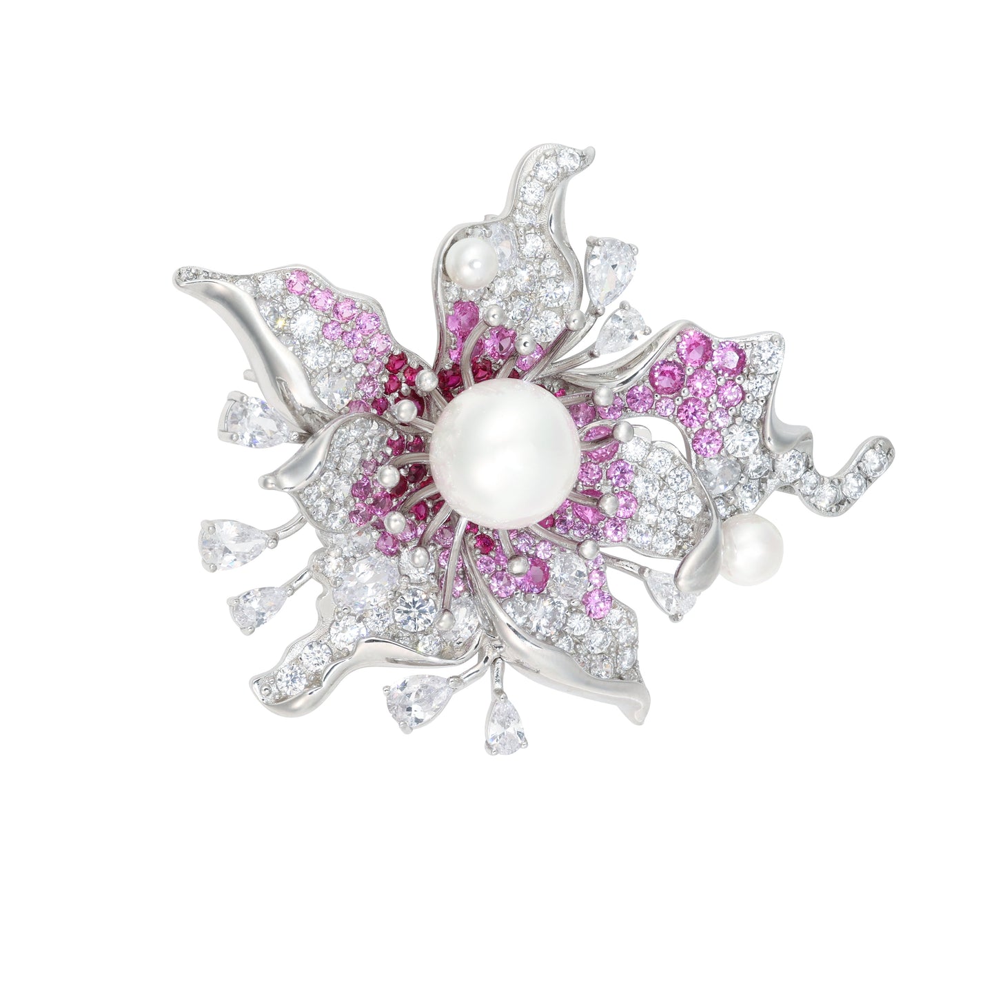 The Nature collection: White Pearl Iris Brooch