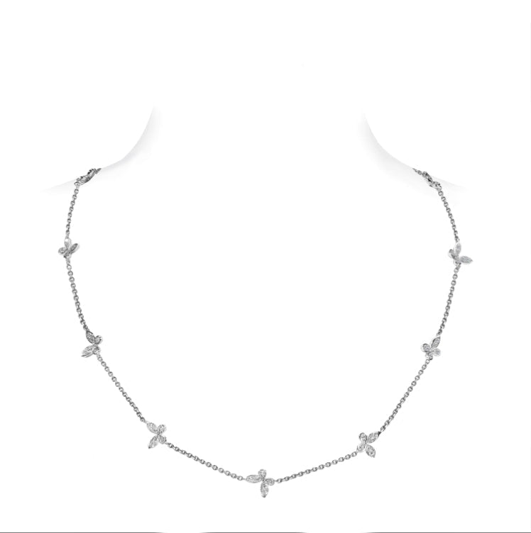 The nature collection: Micro-setting Dancing gracefully Little butterflies necklace, sterling silver