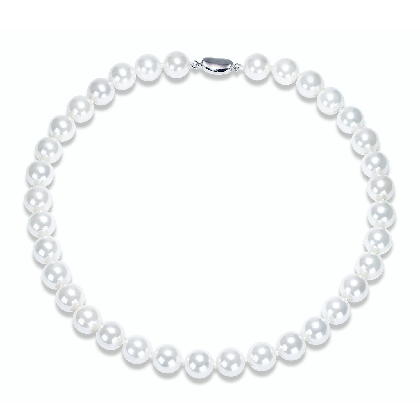 Classic White Shell pearl necklace，sterling silver