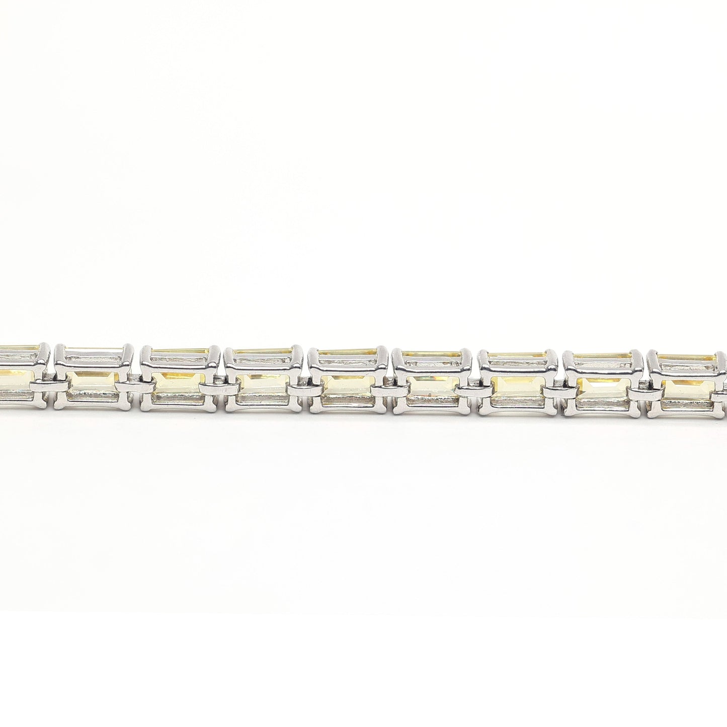 Only 2 Micro-setting Yellow diamond color emerald cut Lab created stones fully studded bracelet