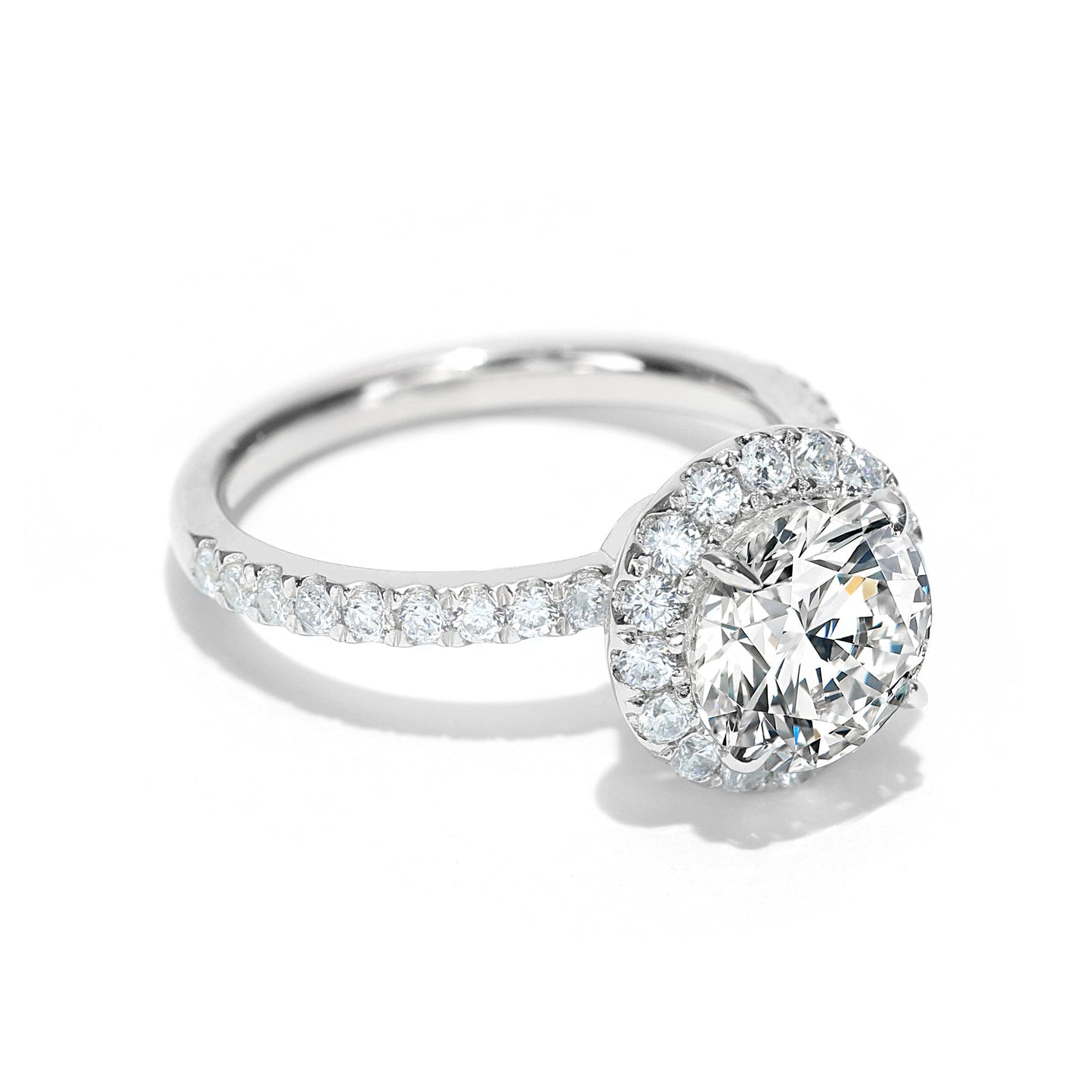 Micro-setting brilliant diamond color Lab created stones array of stars Solitaire ring, sterling silver. (3 carat)