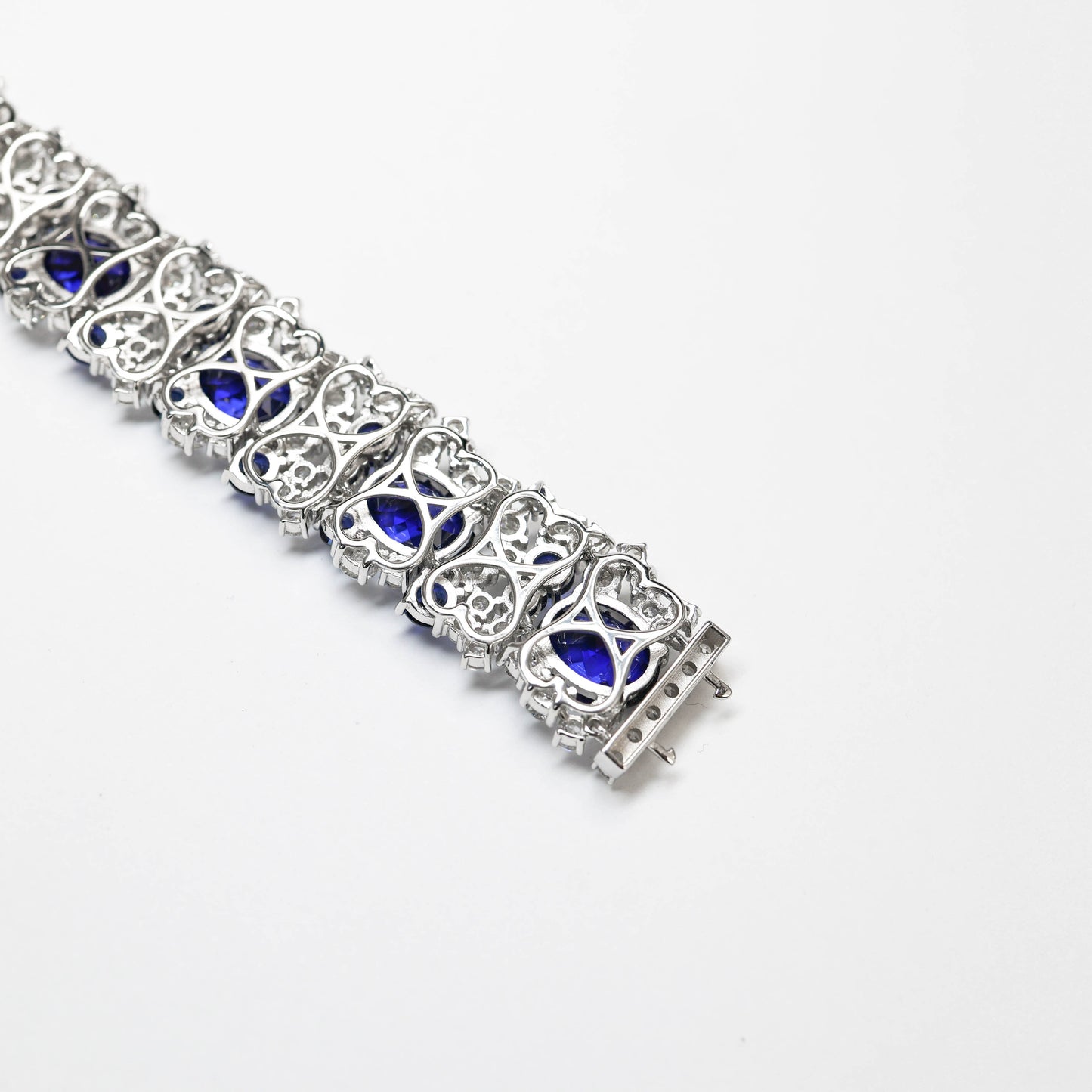 Sapphire color Lab created stones fully studded fancy bracelet