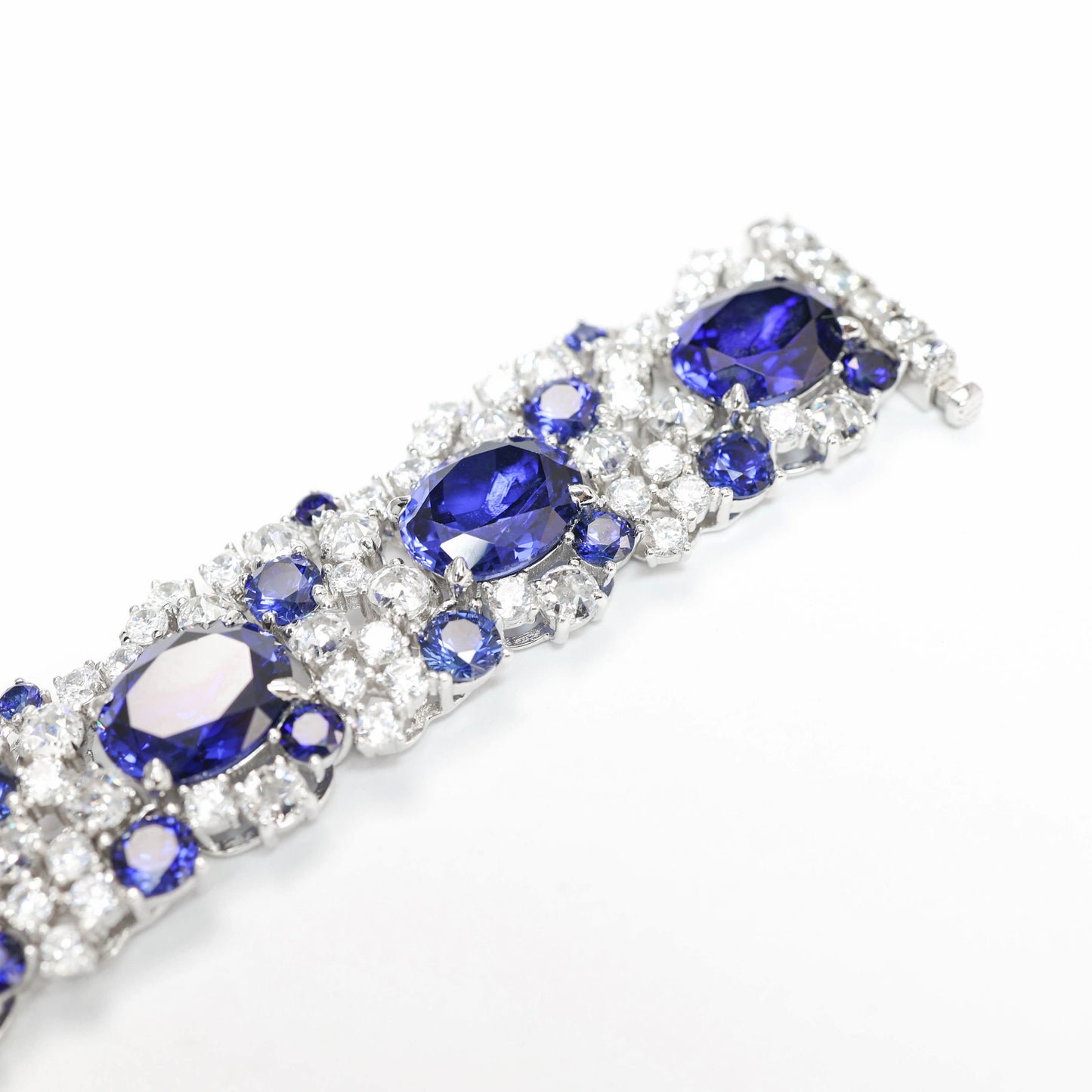 Sapphire color Lab created stones fully studded fancy bracelet