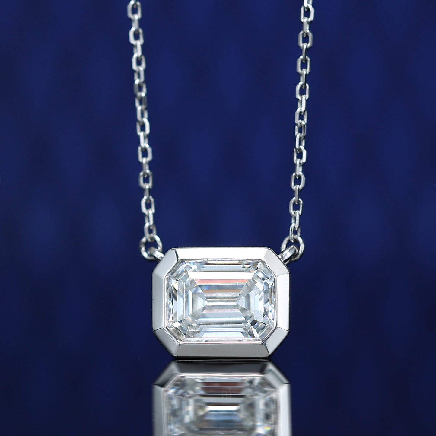 Promotion design Bezel-setting emerald-cut Ice-cube necklace, sterling silver