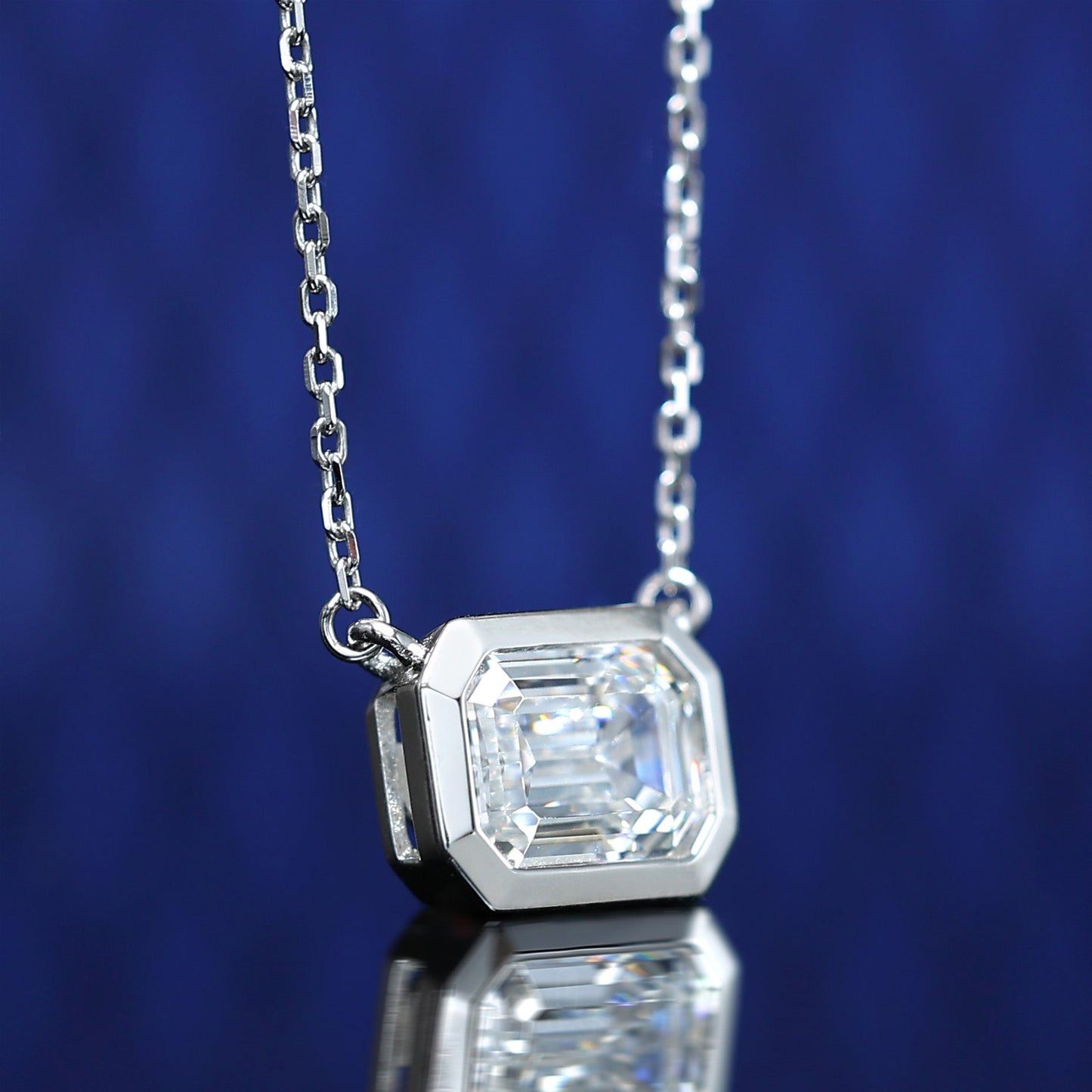 Promotion design Bezel-setting emerald-cut Ice-cube necklace, sterling silver