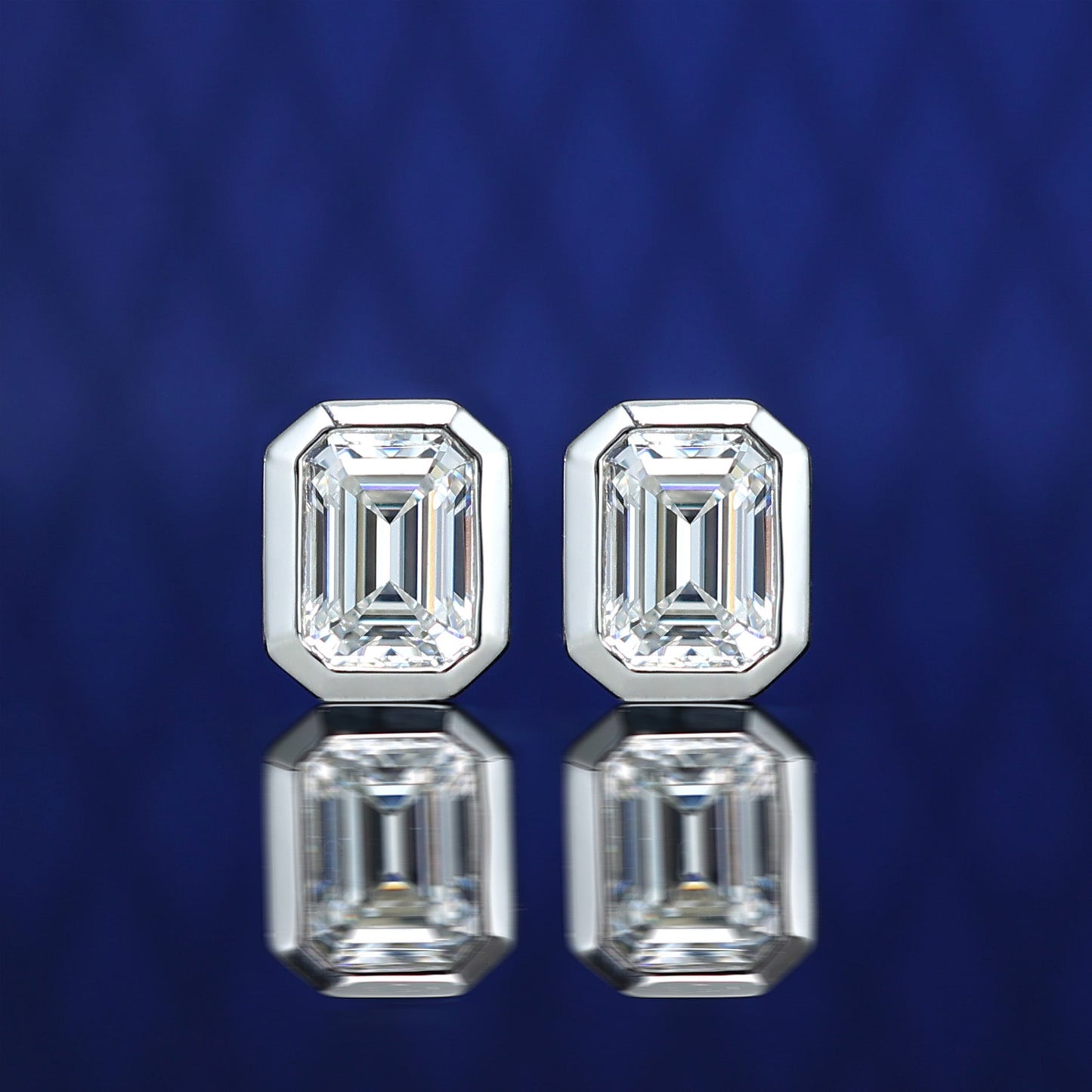 Promotion design Emerald cut lab created stones Ice-cube ear studs, sterling silver