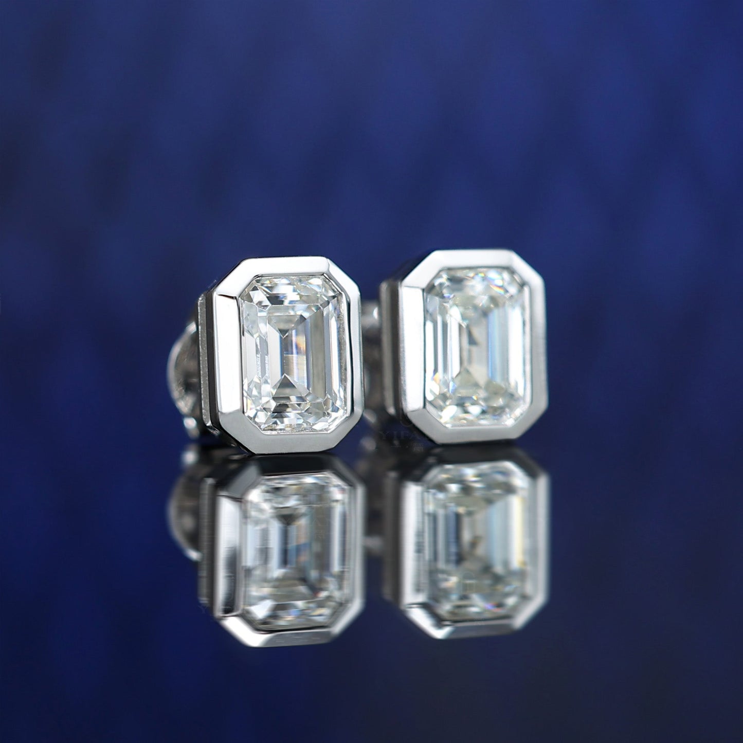 Promotion design Emerald cut lab created stones Ice-cube ear studs, sterling silver