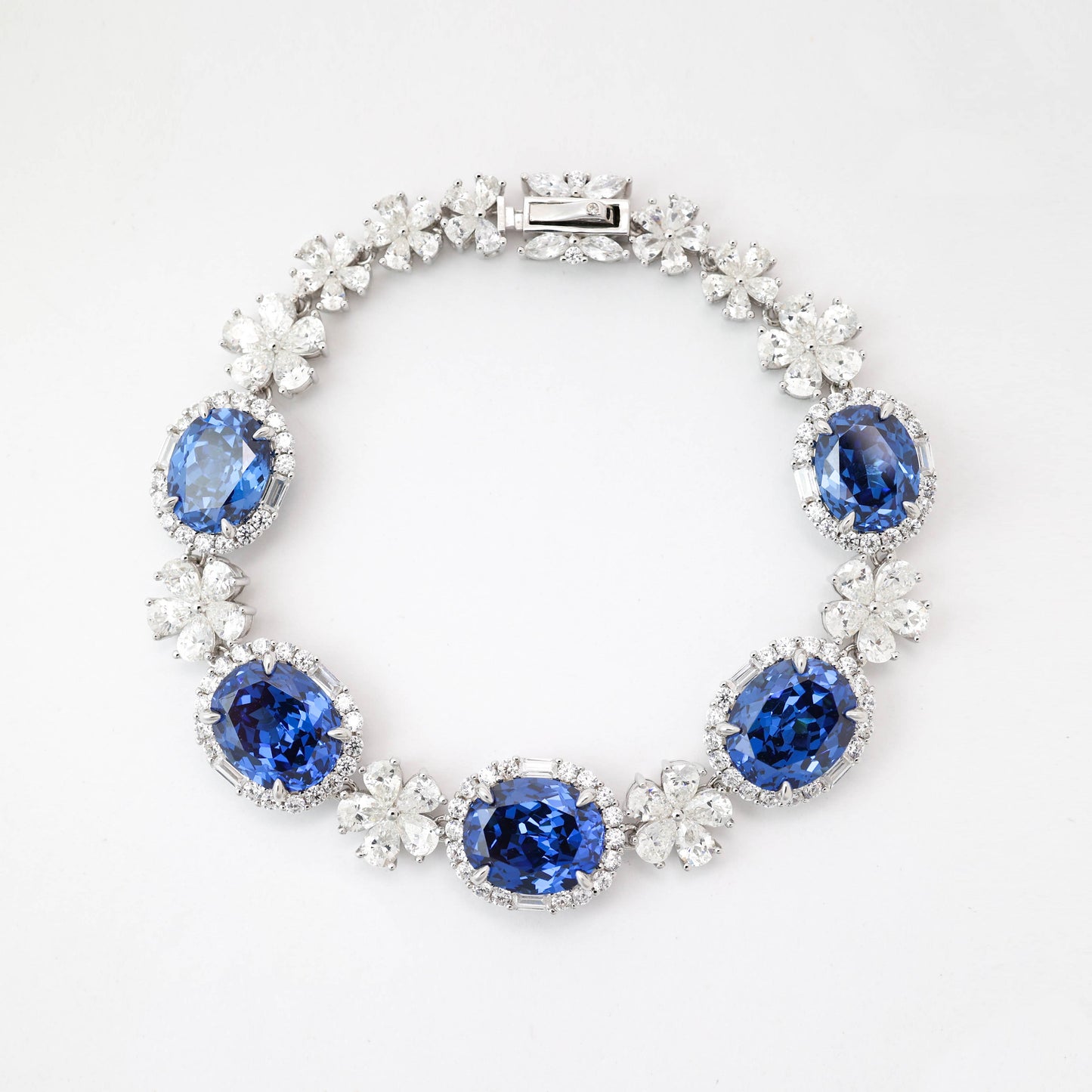 Sapphire color Oval shape fully studded fancy bracelet