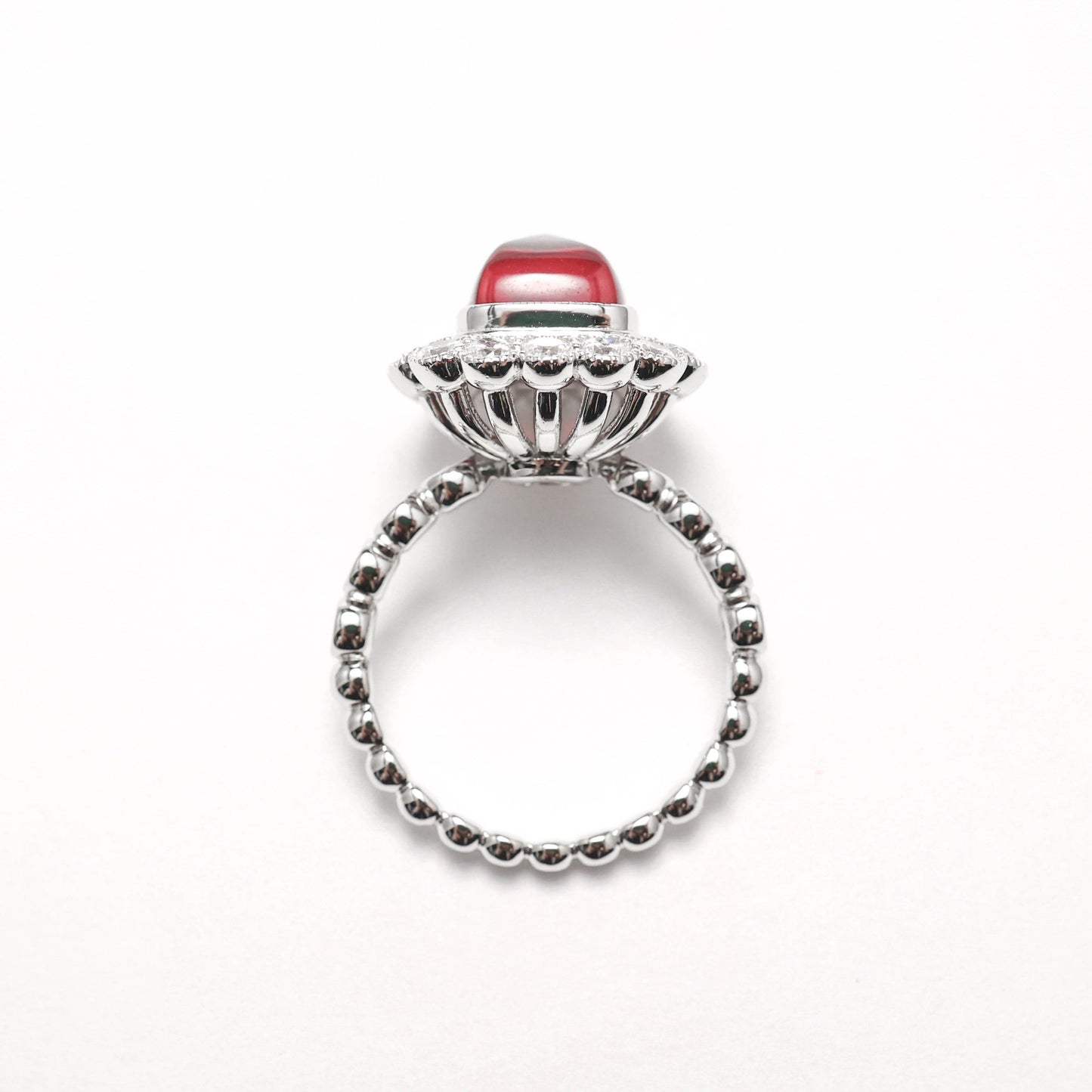 Micro-setting Square shape Red lace ring, sterling silver