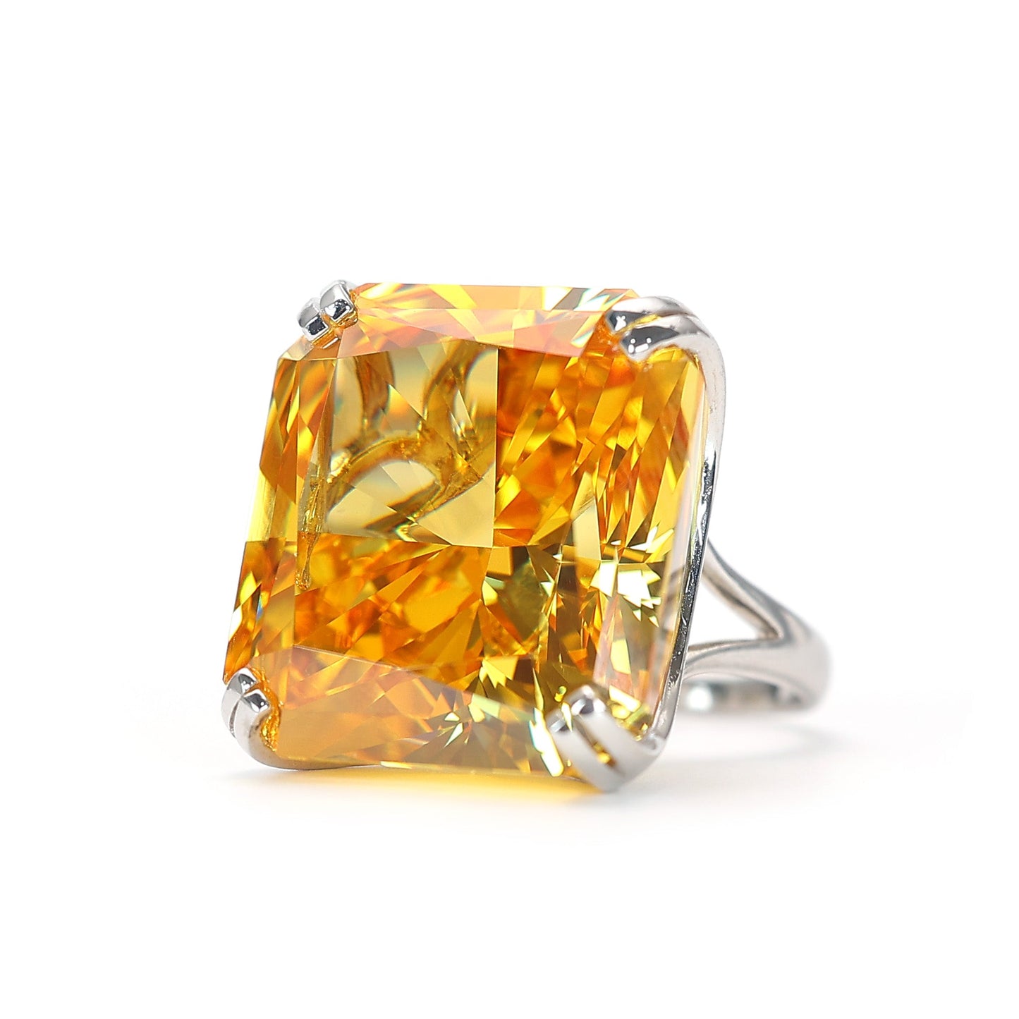 Only 1 Micro-setting yellow diamond color Lab created stones Love of Rock ring, sterling silver. (100 carat)