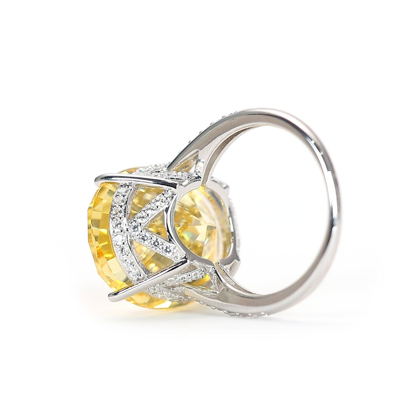 Customized for Jon Only 1 Micro-setting yellow diamond color Lab created stones Pigeon egg ring, sterling silver