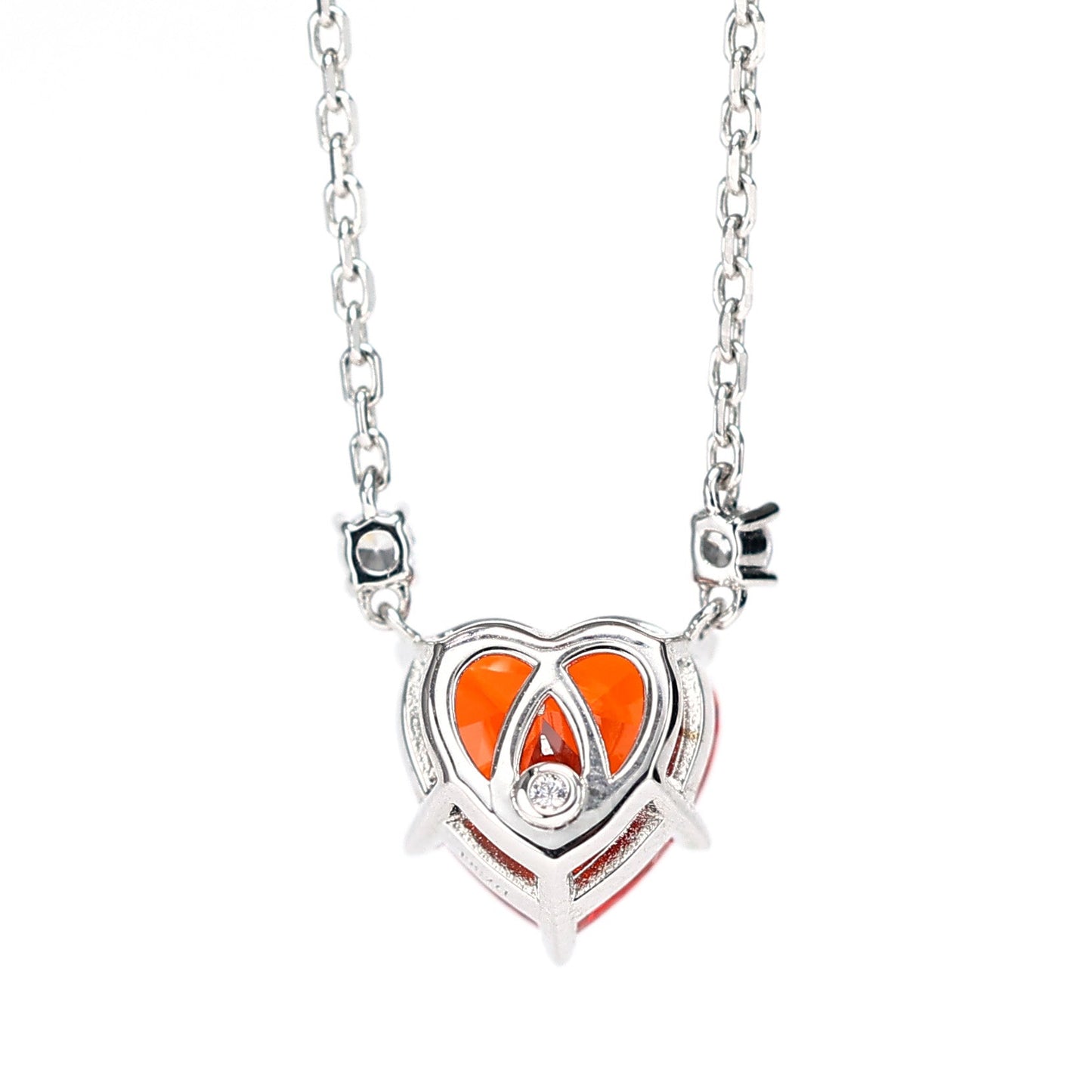 Micro-setting dark Fanta color heart shape necklace, sterling silver