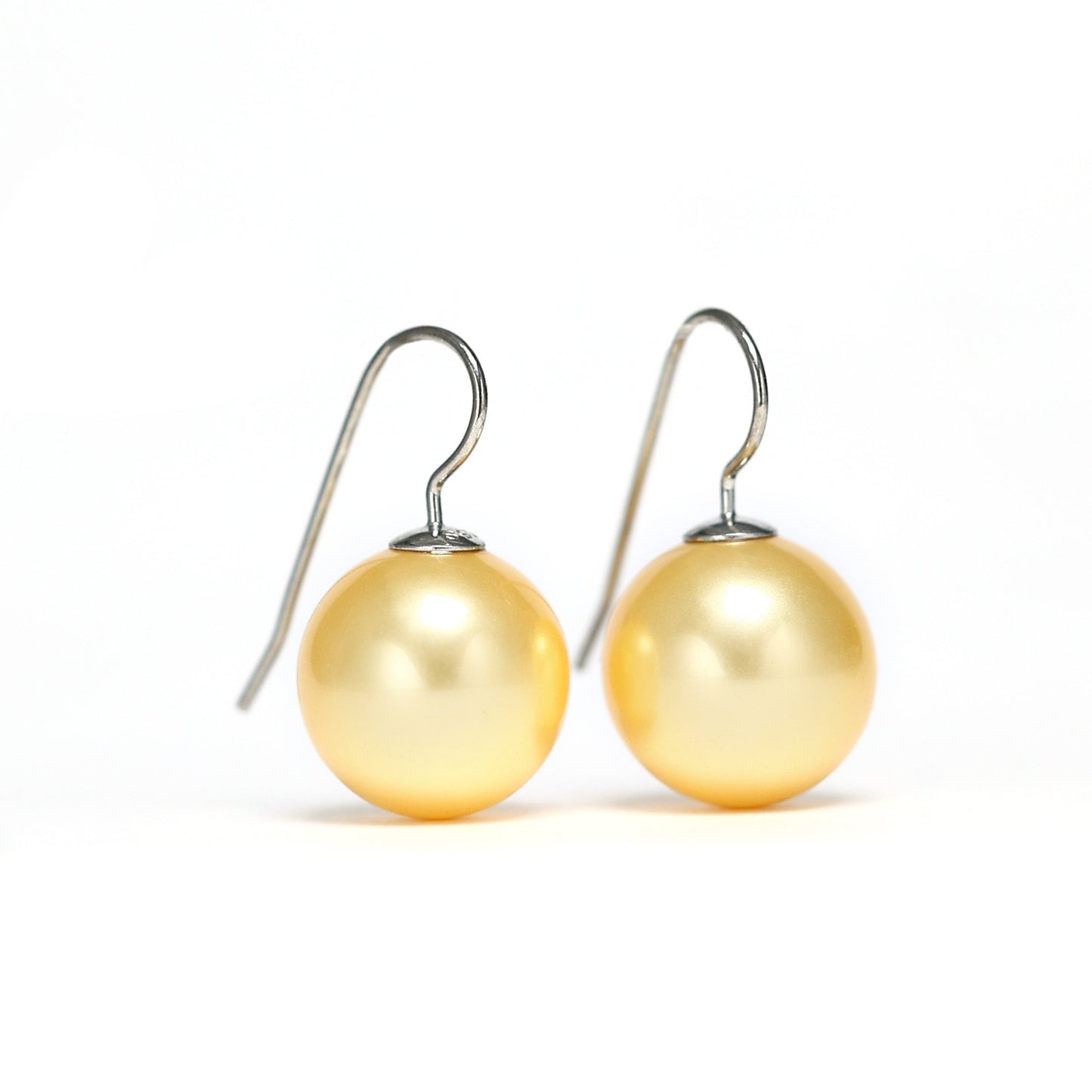 Golden Shell pearl Ear hook and necklace, sterling silver.