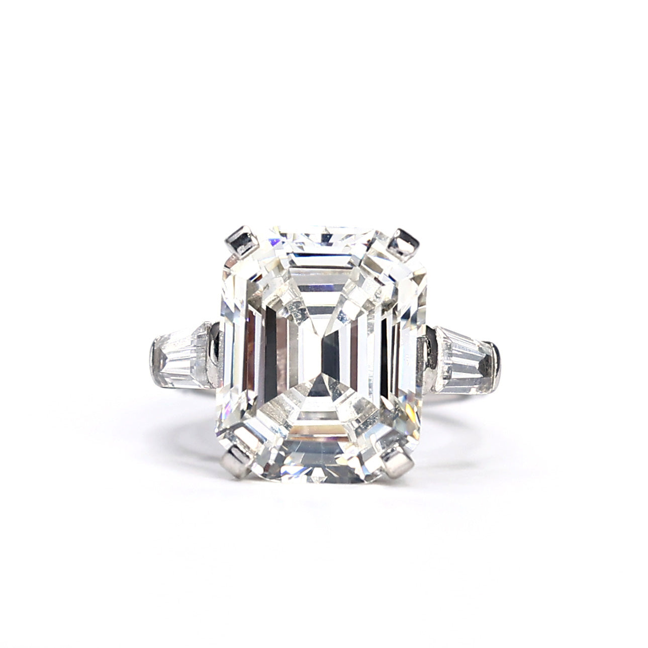 Micro-setting Emerald cut Lab created stones Dream of stars ring sterling silver. (20 carat)