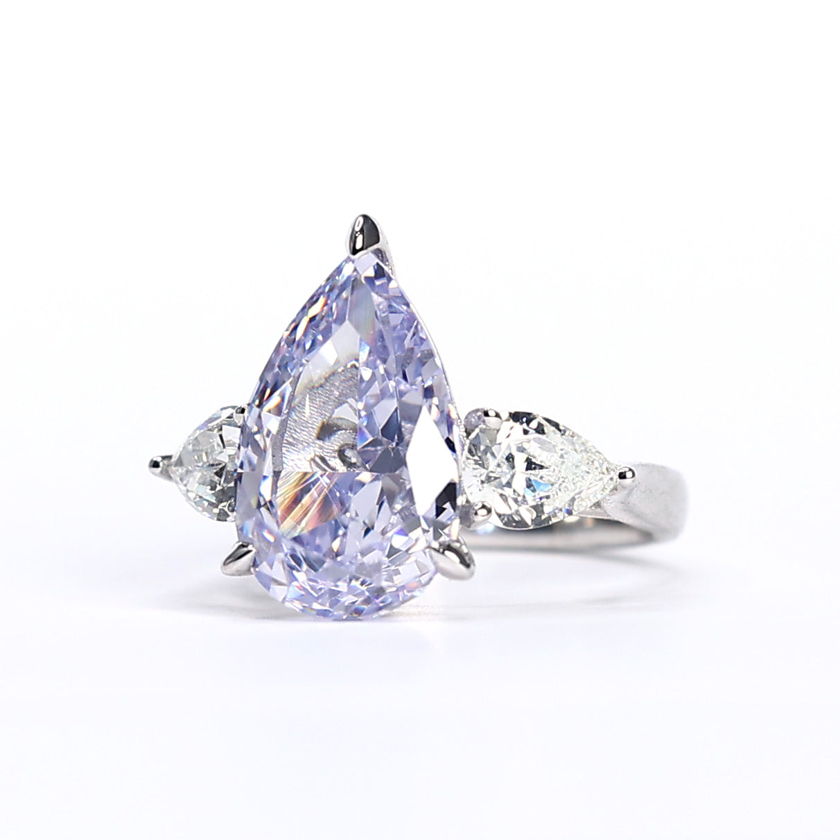 Micro-setting Lavender color waterdrop ring, sterling silver. (12.9 carat)